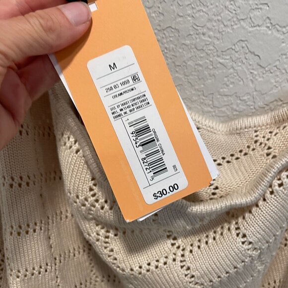 Future Collective Cream Pointelle Knit One Sleeve Sweater M NWT - Picture 3 of 7